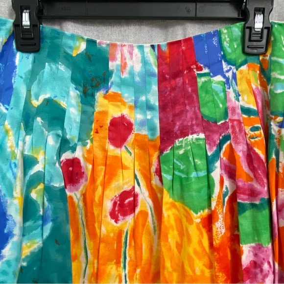 LAUREN RALPH LAUREN / Water Colored Pin Tucked Skirt Size 8P Petite - Picture 5 of 9